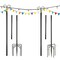 String Light Poles 2 Pack Outdoor Metal Poles with Top Arc Hook and 5-Prong Base